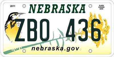 NE license plate ZBO436
