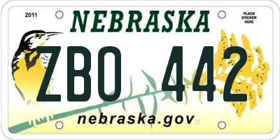 NE license plate ZBO442