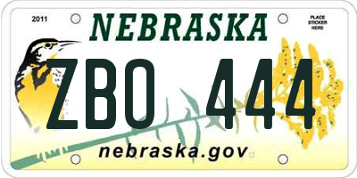 NE license plate ZBO444
