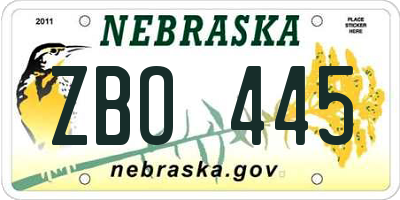 NE license plate ZBO445