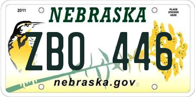 NE license plate ZBO446