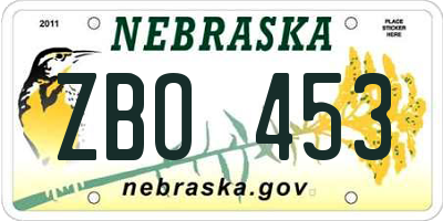 NE license plate ZBO453