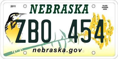 NE license plate ZBO454