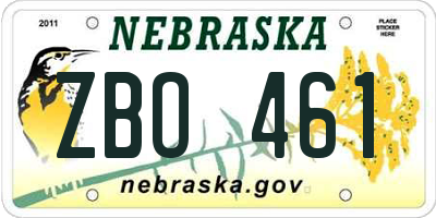 NE license plate ZBO461