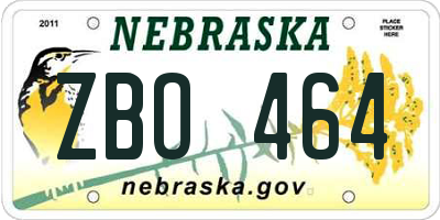 NE license plate ZBO464