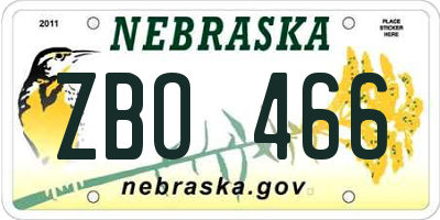 NE license plate ZBO466