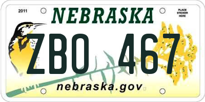 NE license plate ZBO467