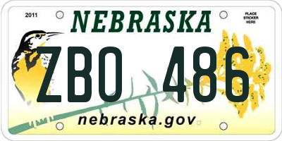 NE license plate ZBO486