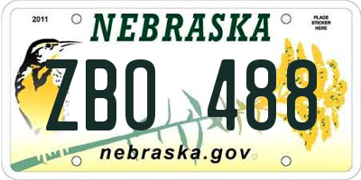 NE license plate ZBO488