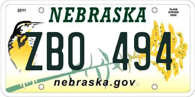NE license plate ZBO494