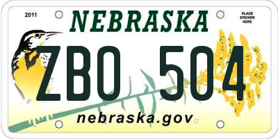 NE license plate ZBO504
