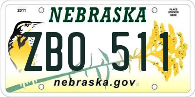 NE license plate ZBO511