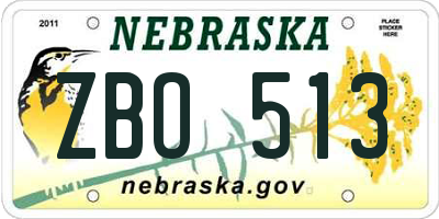 NE license plate ZBO513