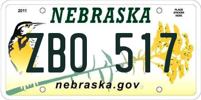 NE license plate ZBO517