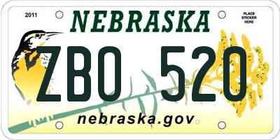 NE license plate ZBO520