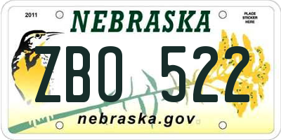 NE license plate ZBO522