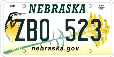 NE license plate ZBO523