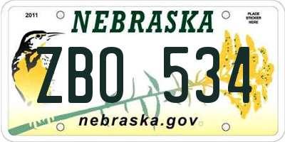 NE license plate ZBO534