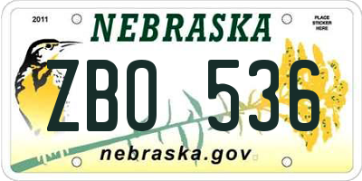 NE license plate ZBO536