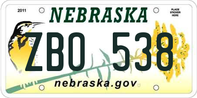 NE license plate ZBO538