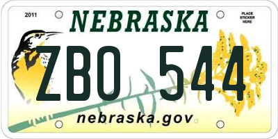 NE license plate ZBO544