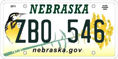 NE license plate ZBO546