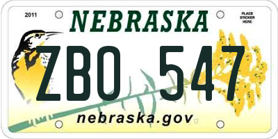 NE license plate ZBO547