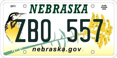 NE license plate ZBO557