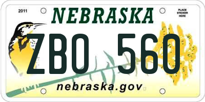 NE license plate ZBO560