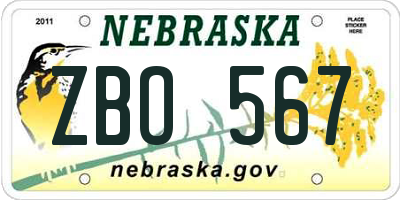 NE license plate ZBO567
