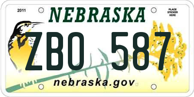 NE license plate ZBO587