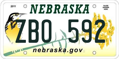 NE license plate ZBO592