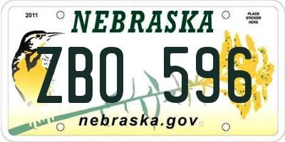 NE license plate ZBO596