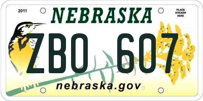 NE license plate ZBO607
