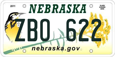 NE license plate ZBO622