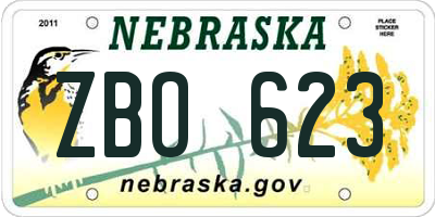 NE license plate ZBO623