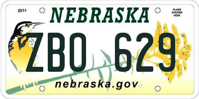 NE license plate ZBO629