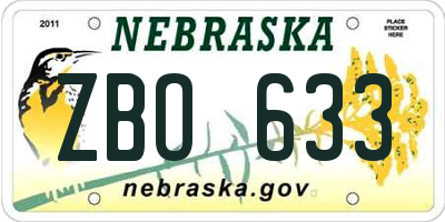 NE license plate ZBO633