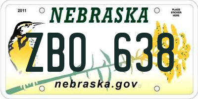 NE license plate ZBO638