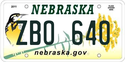 NE license plate ZBO640