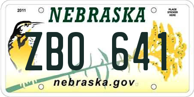 NE license plate ZBO641