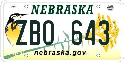 NE license plate ZBO643
