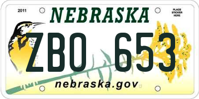 NE license plate ZBO653