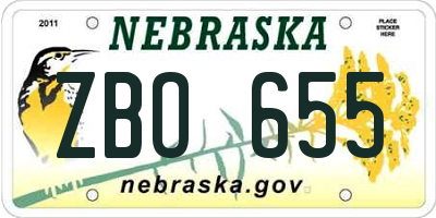 NE license plate ZBO655