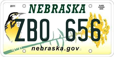 NE license plate ZBO656