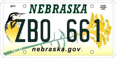 NE license plate ZBO661