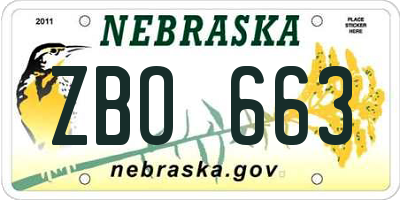 NE license plate ZBO663