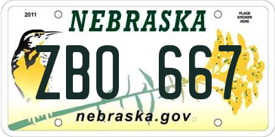 NE license plate ZBO667