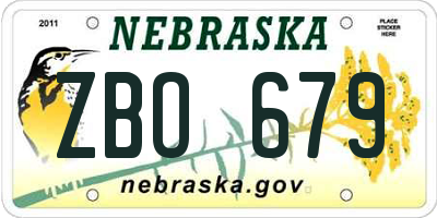 NE license plate ZBO679