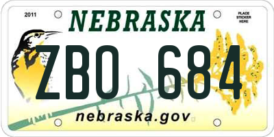 NE license plate ZBO684